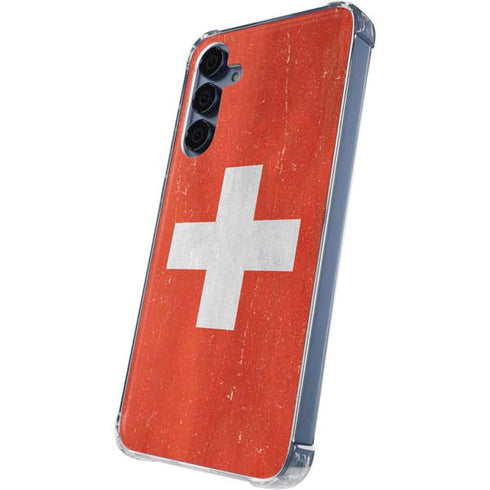 Switzerland Flag Distressed Galaxy A35 5G Clear Case
